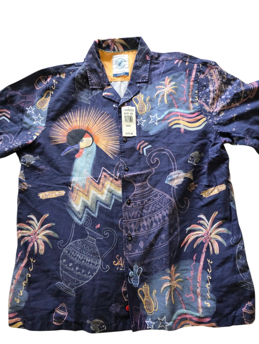 A Fish Named Fred Linen Short Sleeve Button Up Shirt